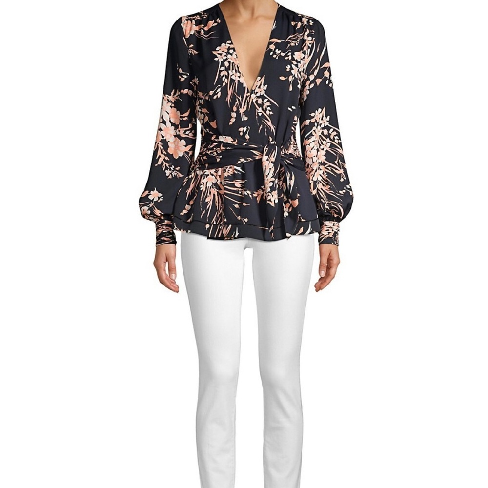 Joie Arin Floral Peplum Wrap Blouse